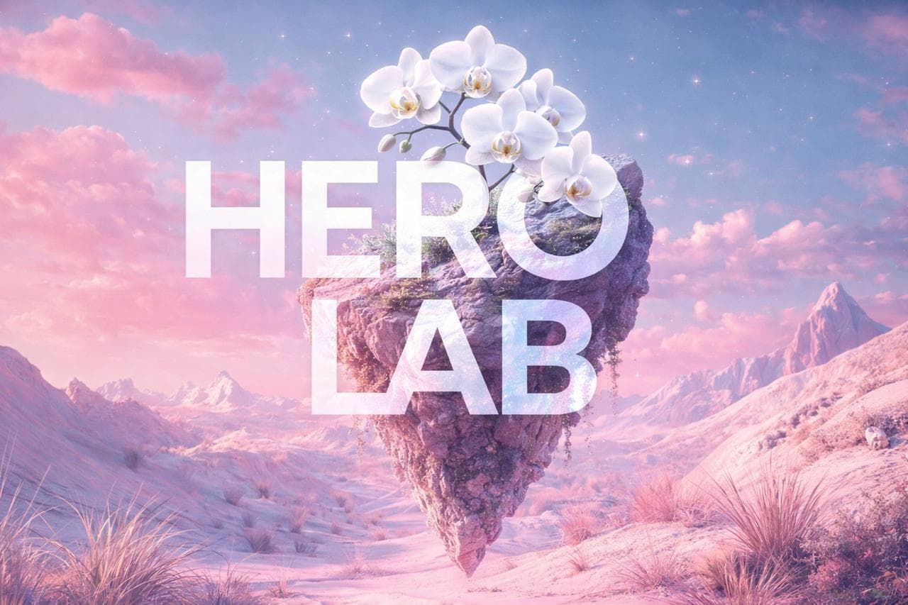 Кинематографичный AI-мир HERO LAB с парящим островом и орхидеями